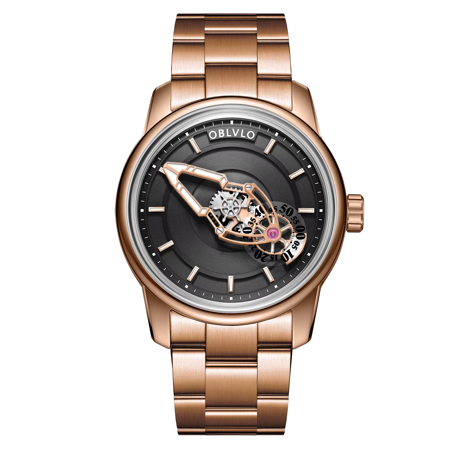 OBLVLO Creative Lightmagazines ed Spacecraft Hommes Cadran Bleu Montre existent SION L Acier Inoxyda