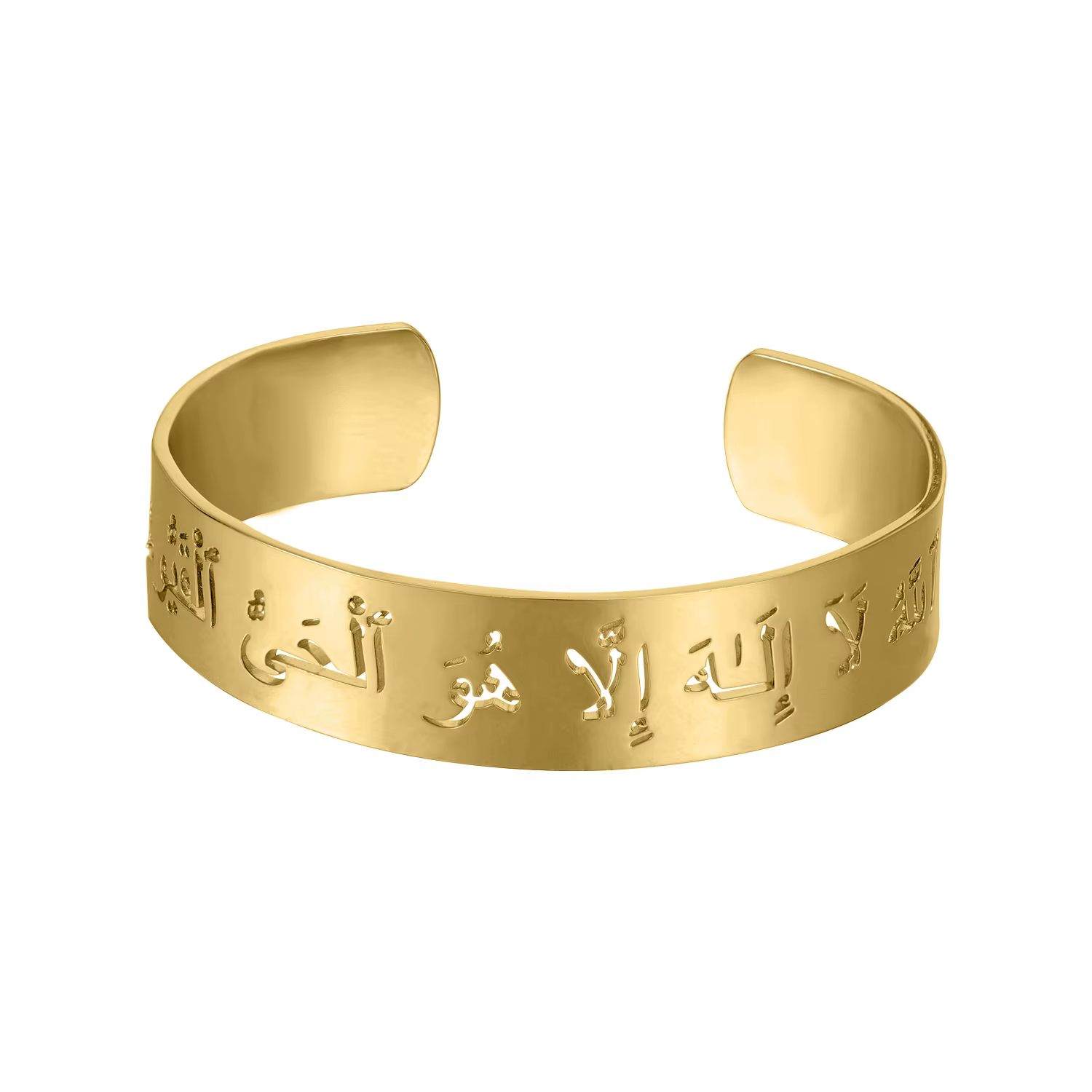 Bracelet Arabe Ajustable et Personnalisé avec Nom Creux, en Acier Inoxydable, Large, Bijoux Musulman