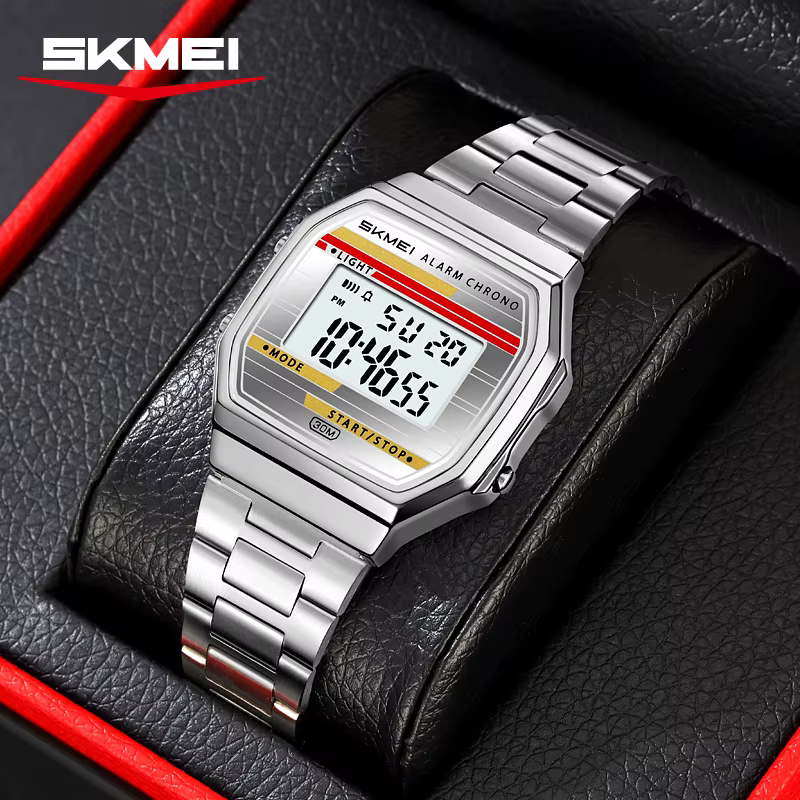 SKMEI 2514 classique électronique carré chronomètre numérique montres d'alarme Style rétro horloge h