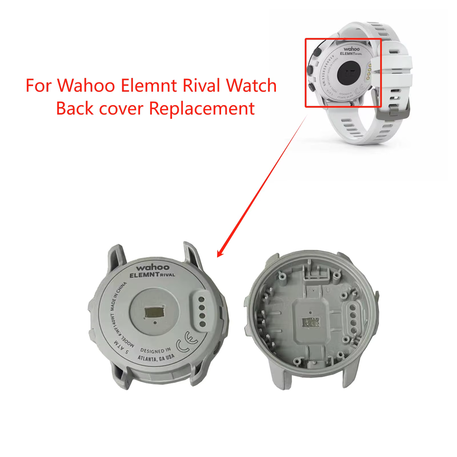 Coque arrière pour pièces de réparation de montre Wahoo Elemnt Rival