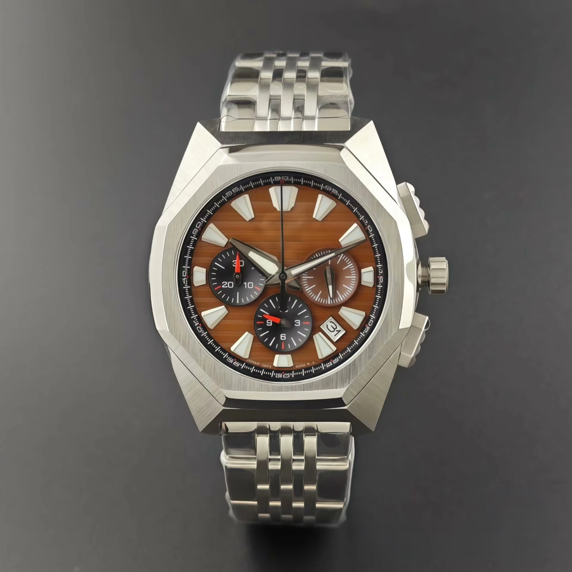 Nouvelle montre chronographe sport multifonctionnelle en acier inoxydable Munger316L, quartz, 44,5 m