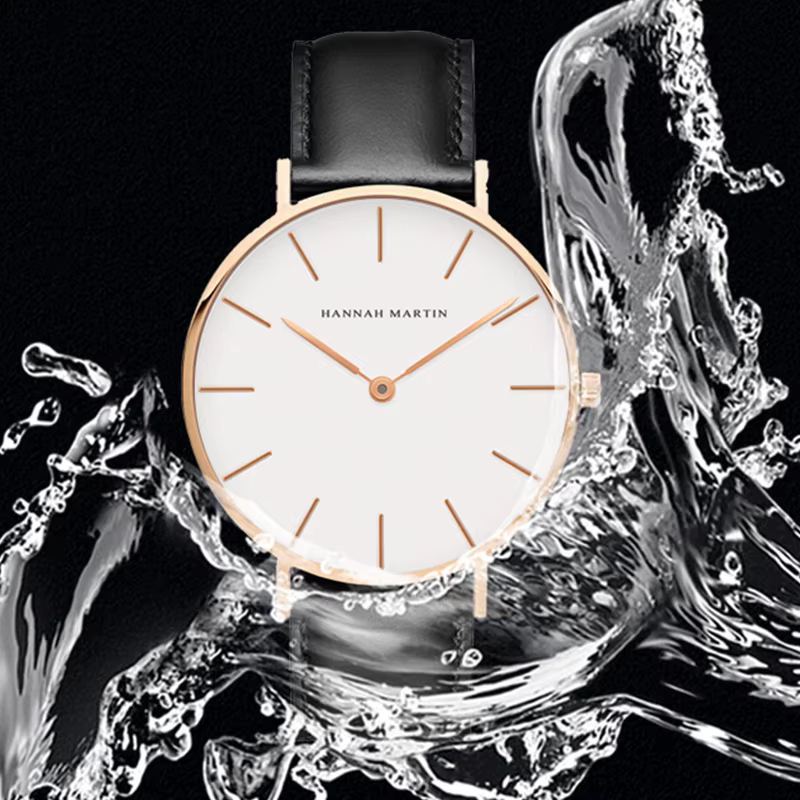 Hannah Martin marque mode japon montres à Quartz argent marron cuir hommes montre étanche robe montr