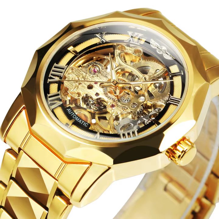 WINNER – montre mécanique squelette de luxe pour hommes, boîtier Dodecagon doré Royal, mouvement scu