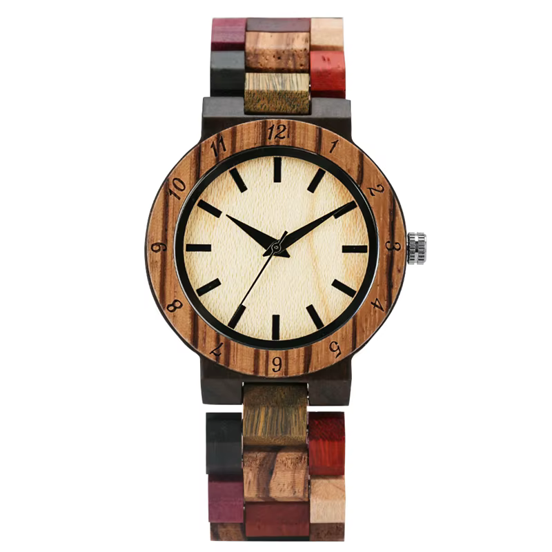 Montre-bracelet analogique à quartz en bois pour femme, montre-bracelet de sport, horloge de documen