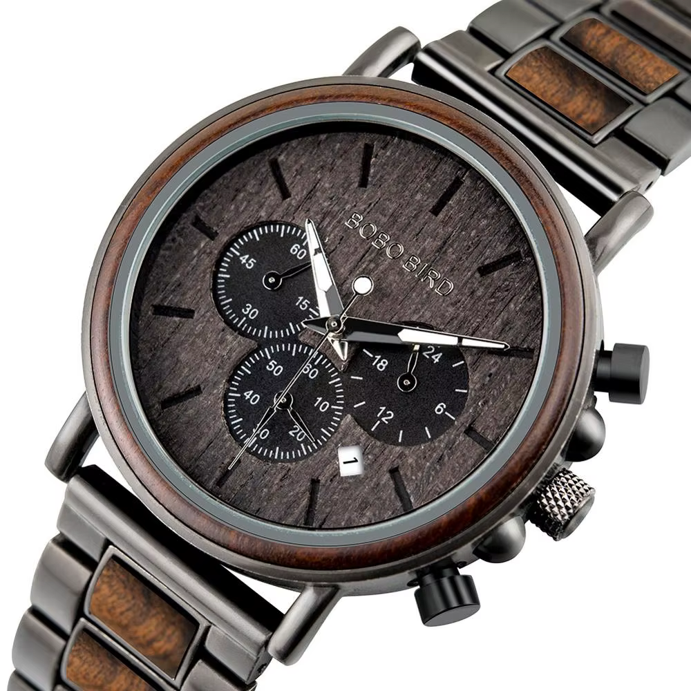 BOBO BIRD bois hommes montre Relogio Masculino Top marque de luxe élégant chronographe montres milit