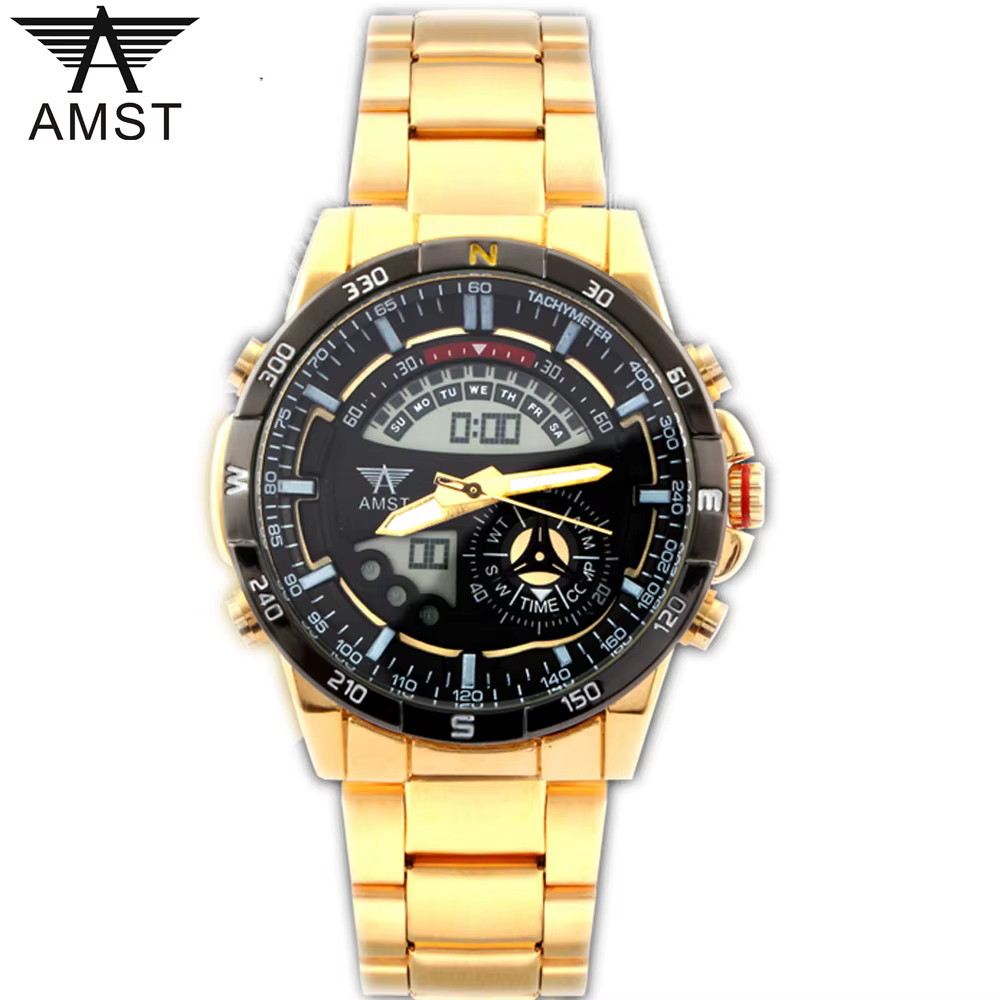 AMST-Montre-bracelet militaire à quartz pour homme, montres numériques à LED, horloge masculine, noi