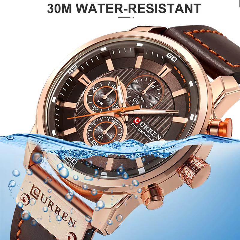 Istro REN-Montre de sport militaire en cuir pour homme, montre-bracelet à quartz, horloge chronograp