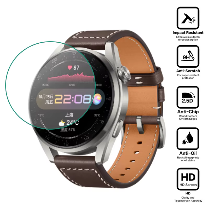 Film de Protection en verre trempé pour Huawei Watch 3 Pro, couvercle de Protection pour écran de mo