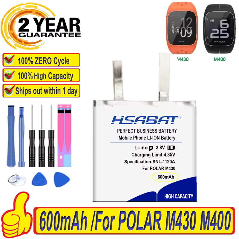 Batterie 100% mAh pour montre de sport POLAR Mturquoise M400, GPS, outils gratuits, 24.com, nouvelle