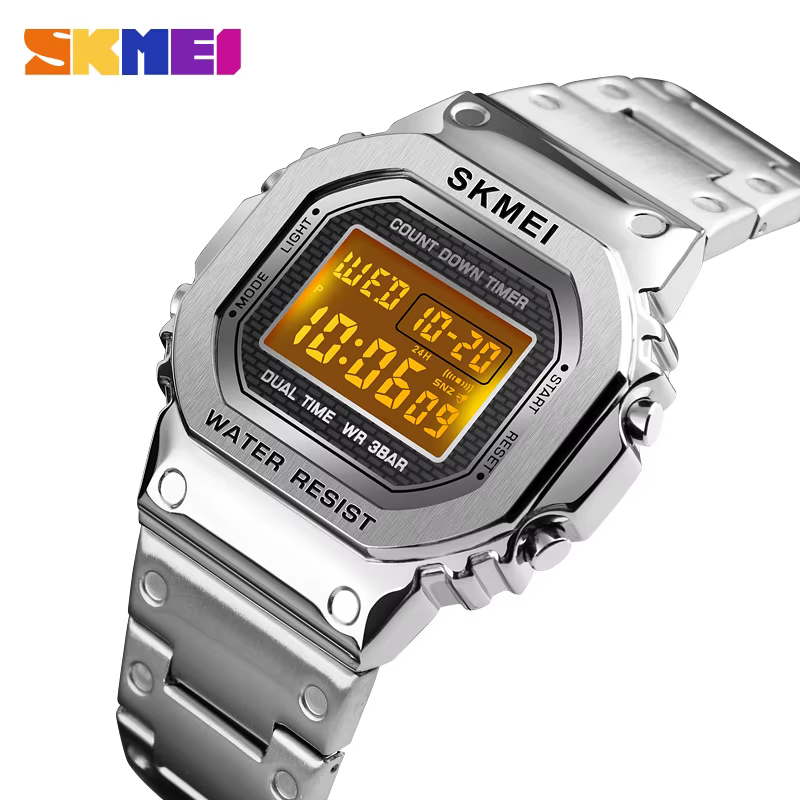 Skmei-Montre-bracelet numérique étanche pour homme, chronographe, compte à rebours, mode, sport de p