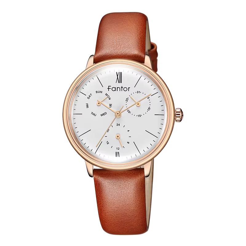 Fantor – montre-bracelet en cuir pour femmes, chronographe de mode, élégante et luxueuse, à Quartz