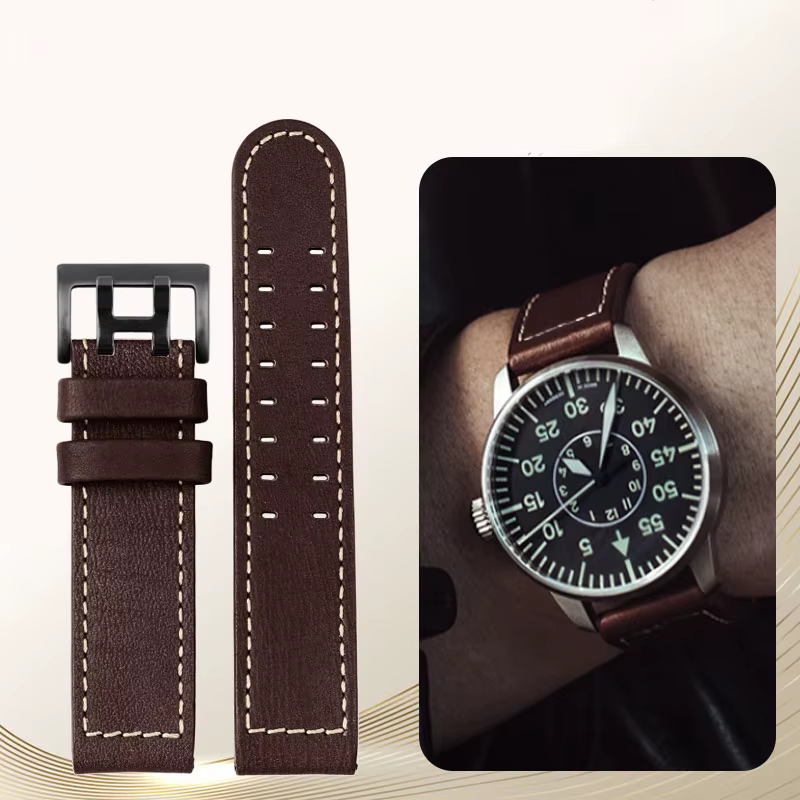 Bracelet de montre en cuir véritable pour homme, bracelet de montre, style militaire, Hamilton, inge