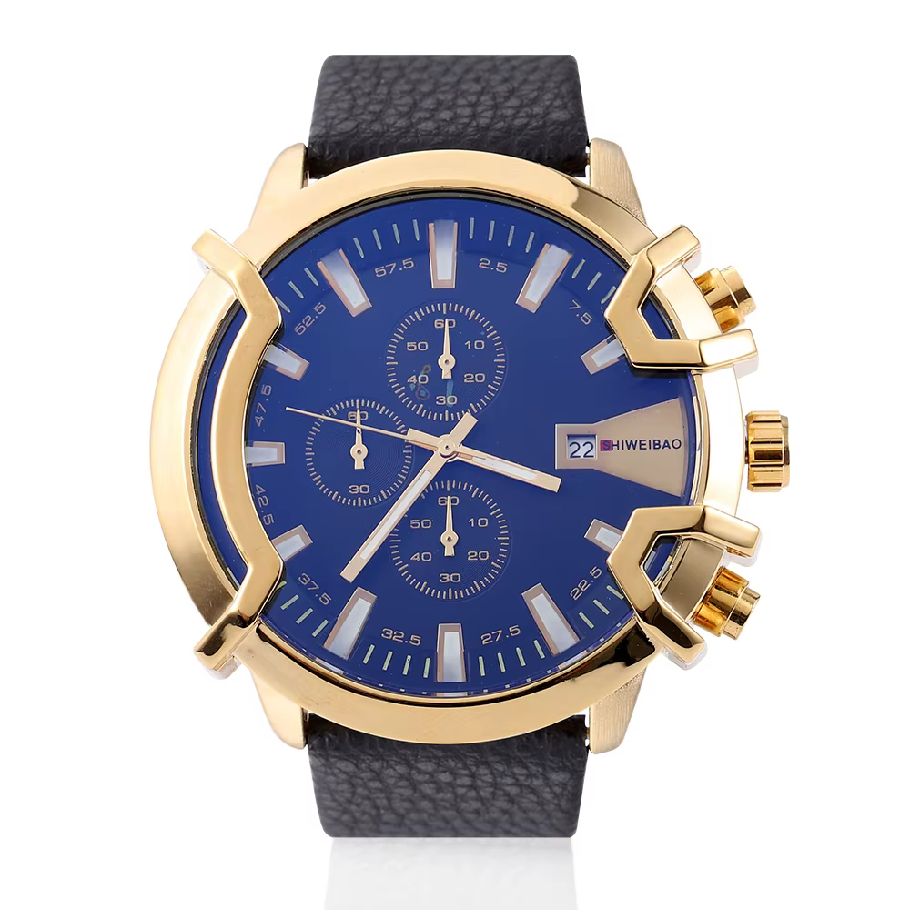 Montres chronographes étanches pour hommes, cuir militaire, quartz, sport, affaires, horloge à plusi