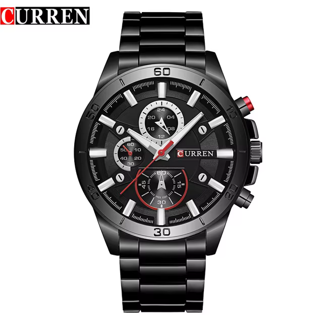 CURREN – Montre-bracelet de sport pour hommes, marque de luxe, militaire, entièrement en acier, étan
