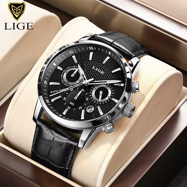 Nouvelles Montres Hommes 2026 LIGE – Montre Décontractée de Luxe en Cuir à Quartz, Sportive et Étanc