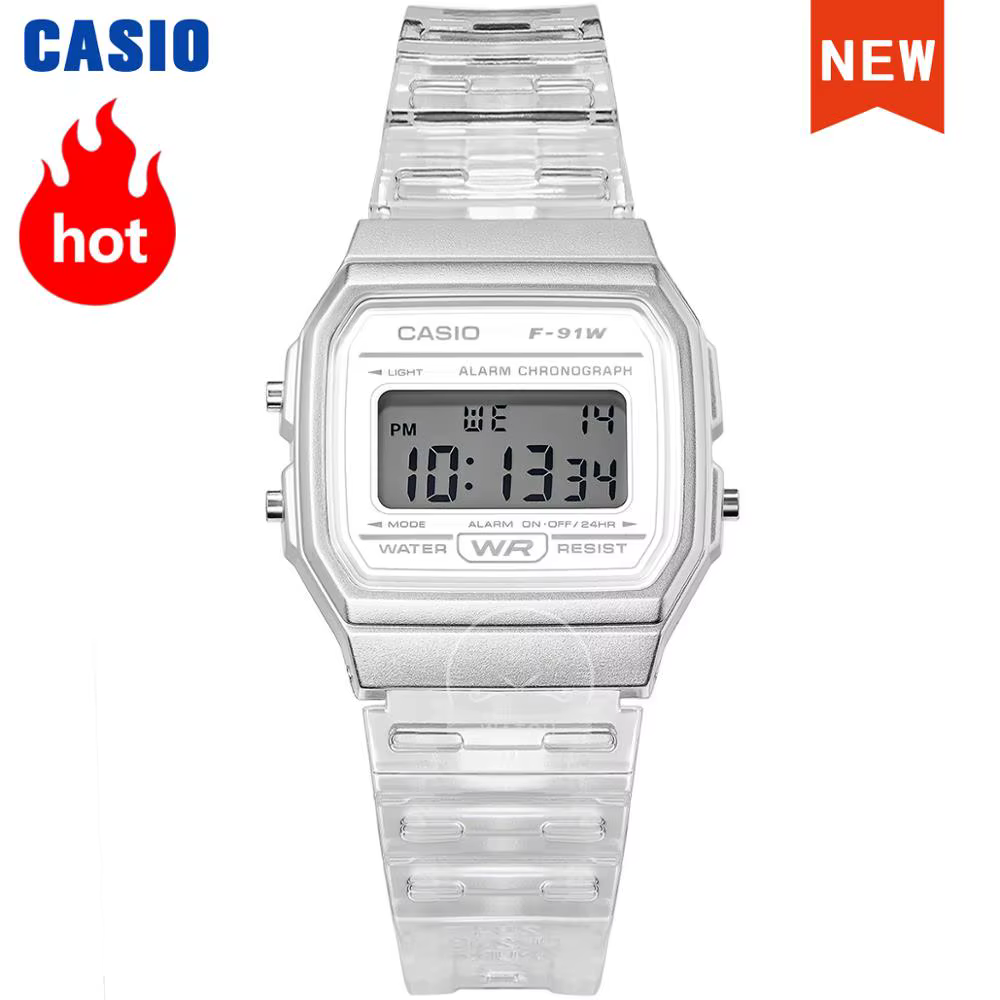 Montres Casio pour hommes et femmes, montre de sport numérique LED transparente, décontractée, cadea