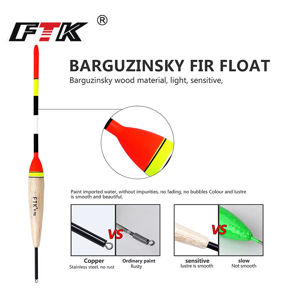 FTK Barguzinsky sapin clair sur le noir 5 pièces/lot flotteur de pêche longueur 19-23cm poids de flo