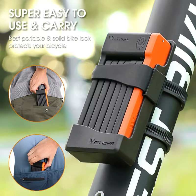 WEST BIKING Serrure de Sécurité Pliable pour Vélo, Accessoire Anti-vol, Convient pour Vélo de Route,