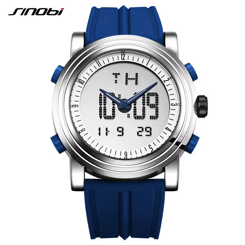 Nouveau SINOBI marque sport chronographe hommes montres numérique Quartz double mouvement étanche pl