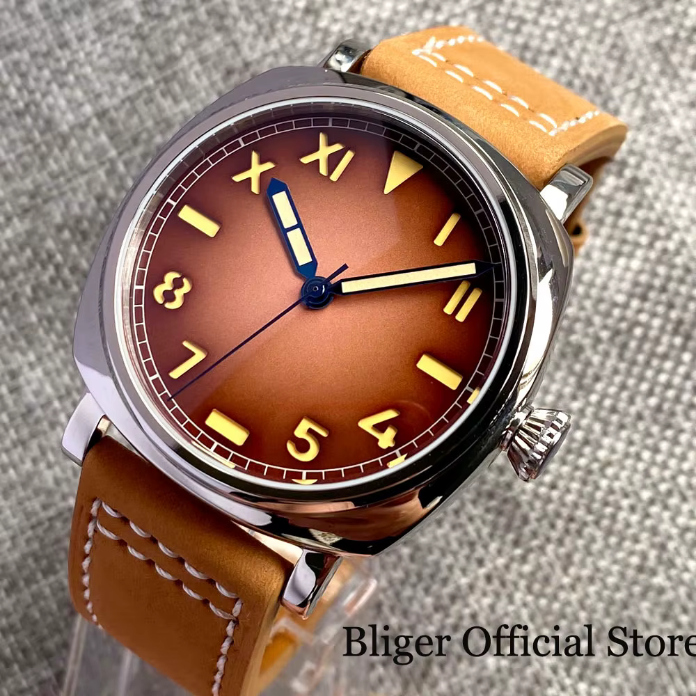 Miyota 8215 Tandorio 200M étanche 42mm carré plongée automatique hommes montre bleu marron californi