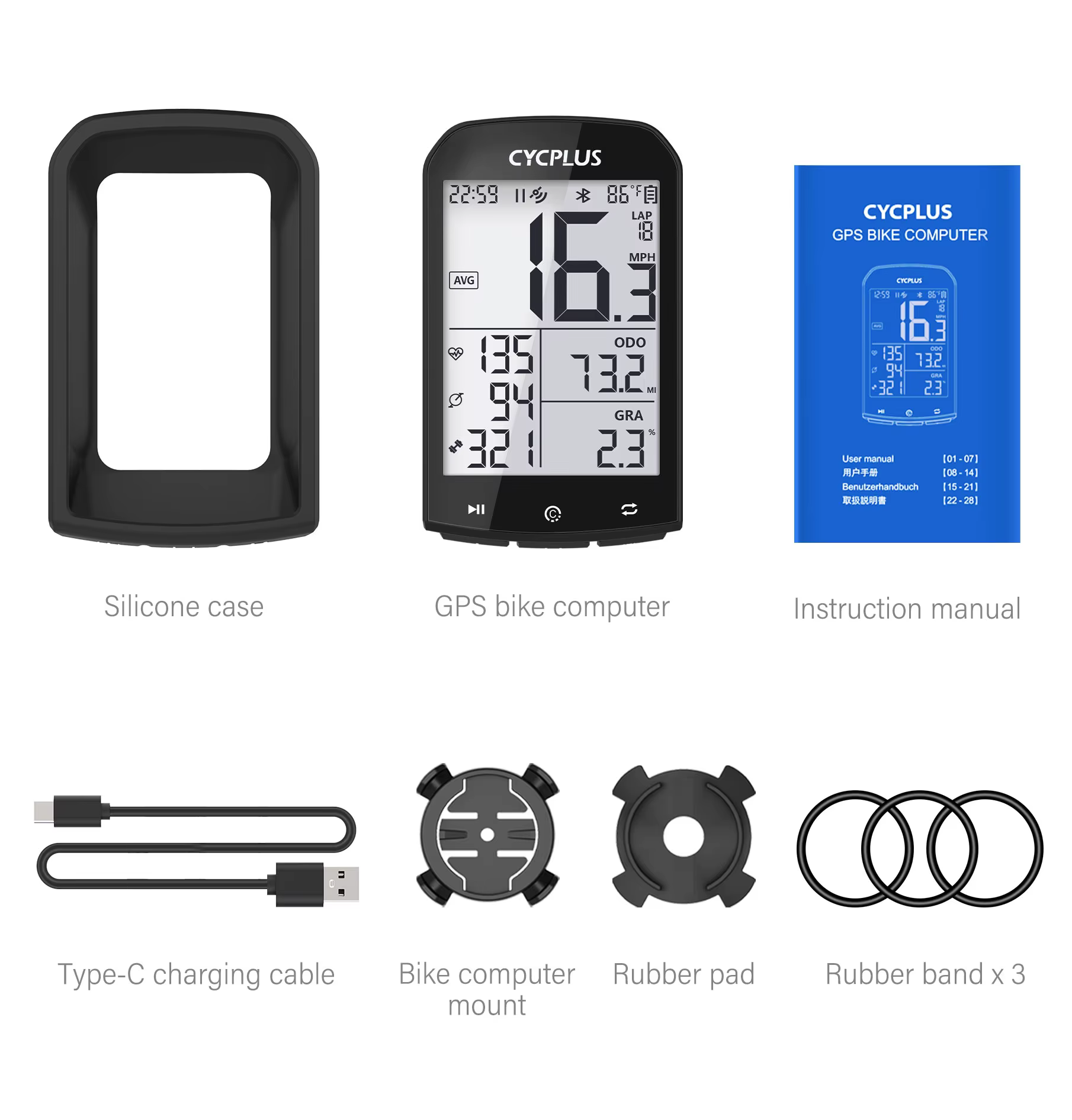 CYCPLUS-Ordinateur de vélo GPS Dallas, compteur de vitesse de vélo, Bluetooth 5.0 ANT +, compteur de
