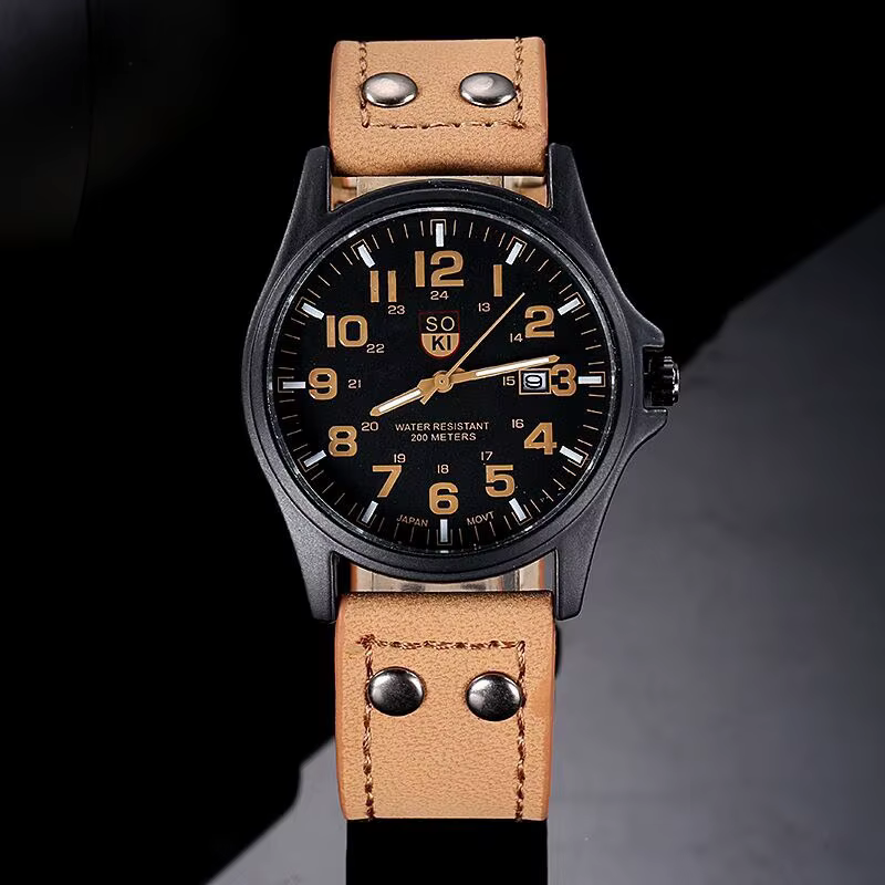 Hommes montres Masculino Relogio armée militaire mâle montre à Quartz bracelet en cuir décontracté C