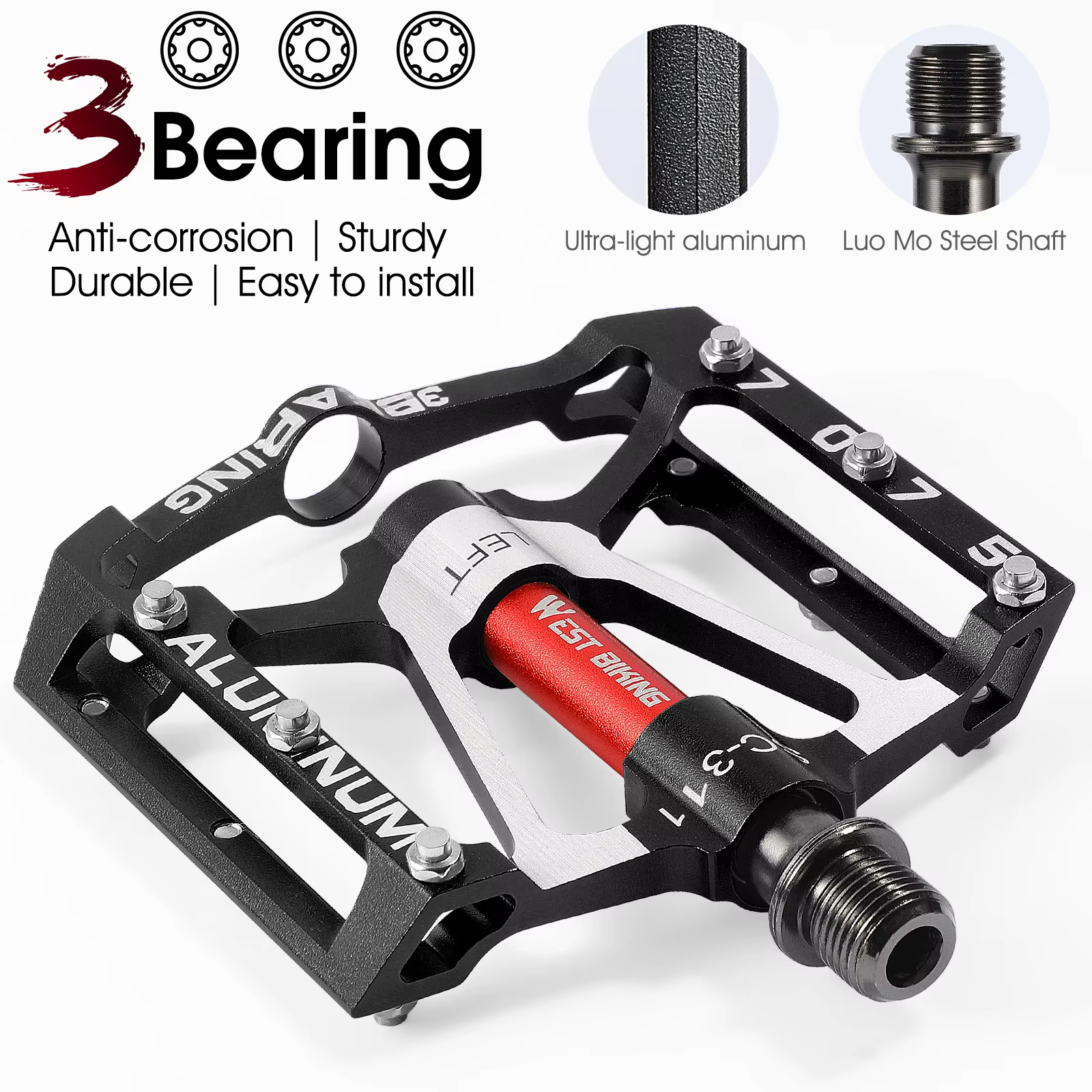 WEST BIKING pédales de vélo ultralégères antidérapantes CNC BMX vtt pédale de vélo de route cyclisme