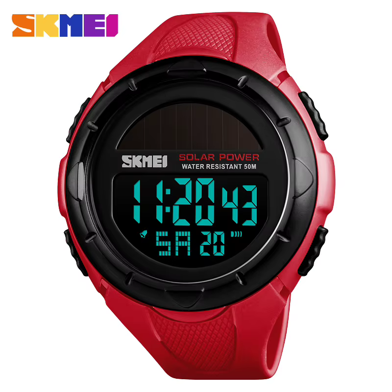 SKMEI hommes montres lumineuses Sport numérique hommes montres solaire pour l'alimentation alarme en