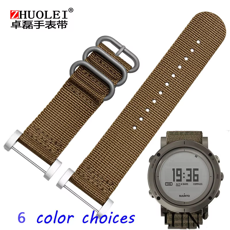 Zhuolei nouveau bracelet de montre Suunto essential Core 24MM + 45 couleurs bracelet en Nylon + adap