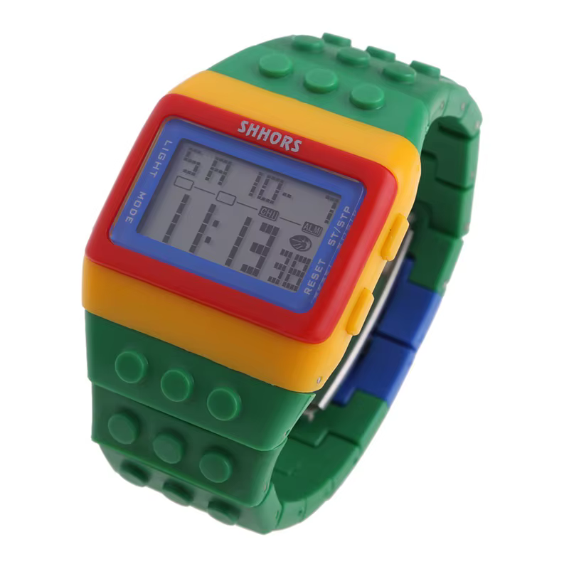 Montres pour enfants chaudes numérique LED Chic unisexe coloré constructeur blocs sport relogio masc
