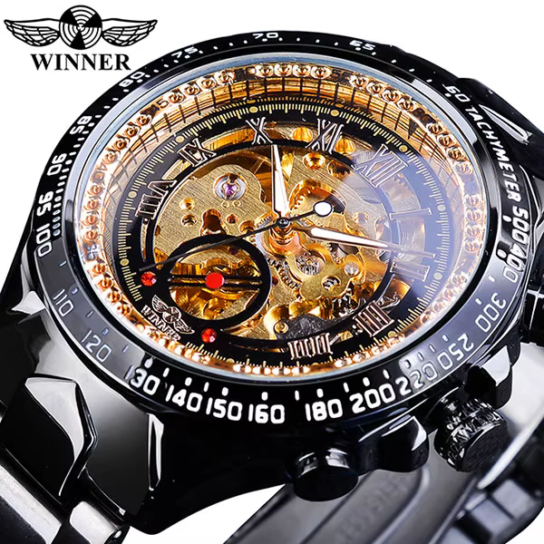 Gagnant mécanique Sport Design lunette Montre de mode hommes montres haut de gamme de luxe Montre Ho