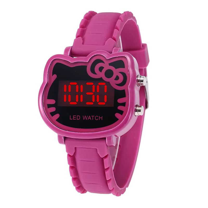 Montre étanche KT Cat pour enfants, montre électronique, dessin animé mignon, LED plonger oyante, en