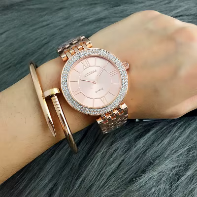 CONTENA-Montre de luxe en acier inoxydable pour femme, bijou argenté avec biscuits, à la mode