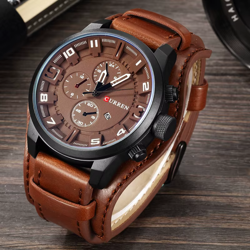 Nouvelles montres CURREN marque de luxe hommes montre bracelet en cuir mode Quartz-montre sport déco
