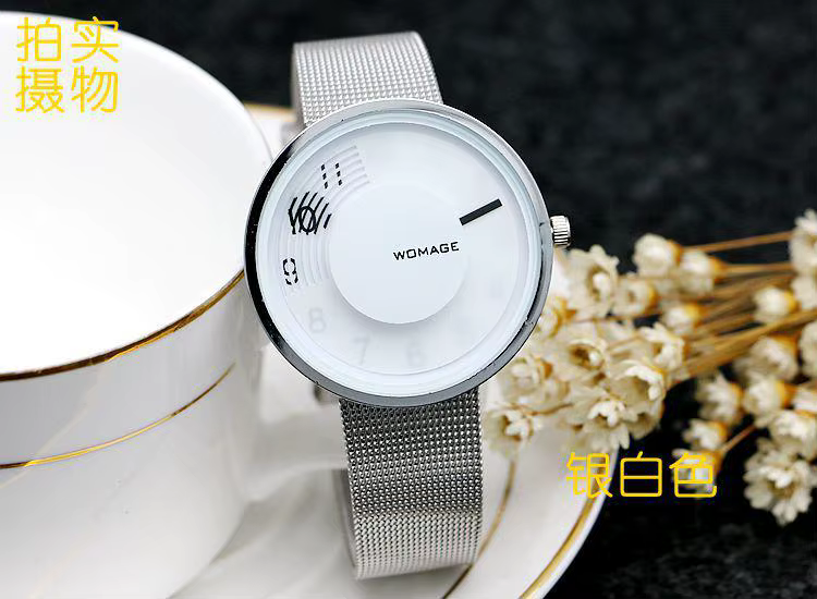 2019 mode vente chaude marque Womage femmes homme Unsex maille acier montre-bracelet Style populaire
