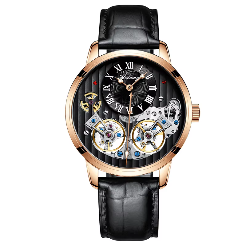 Montre mécanique de luxe pour homme, haut de gamme, coûteux, automatique, double tourbillon, étanche