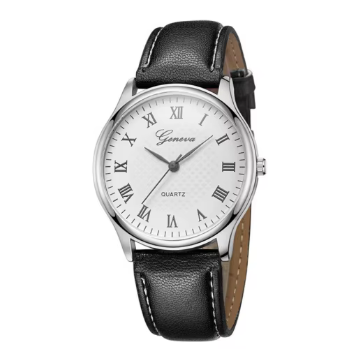 Mode moderne noir Quartz hommes montres marée marque bracelet en cuir grand cadran hommes d'affaires