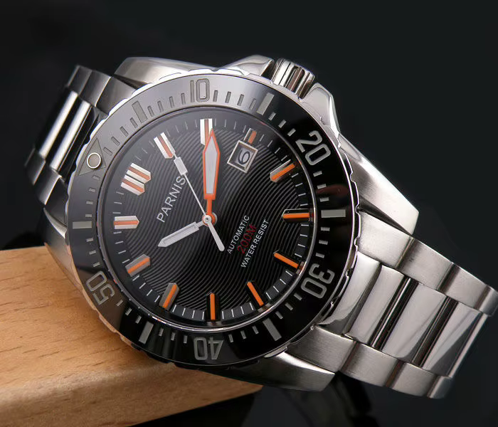 PARNIS – montre mécanique pour hommes, 44mm, 21 bijoux MIYOTA 8215 Movt, main Orange, étanche, Date,