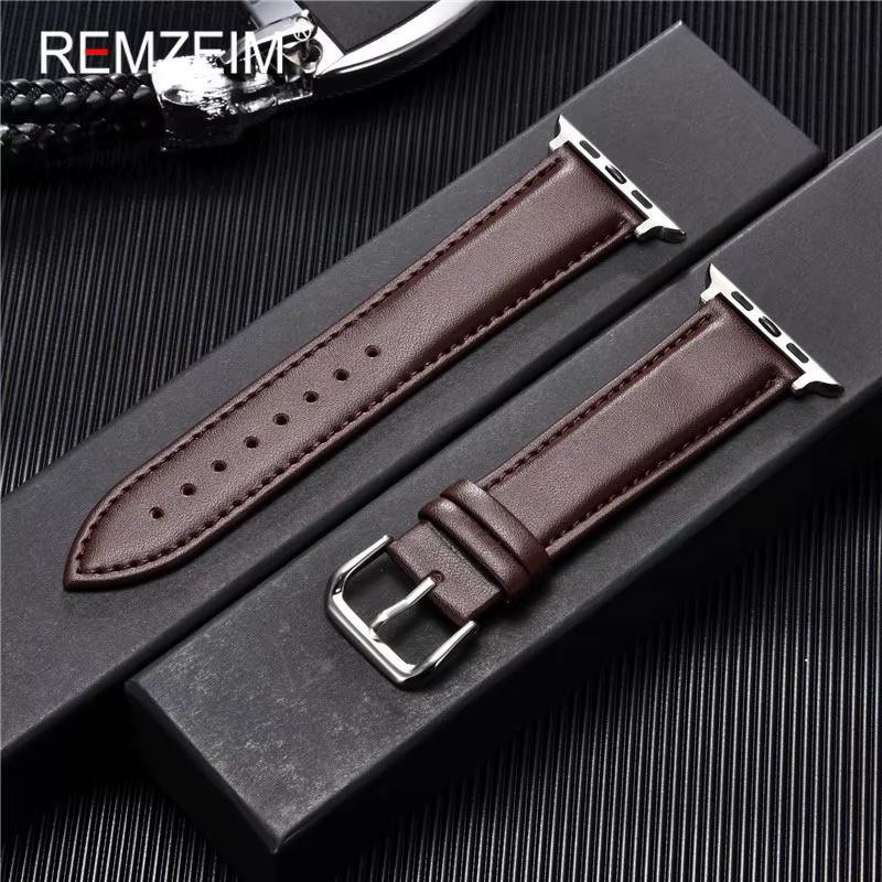 Bracelet de montre en cuir véritable de veau 38mm 40mm 41mm pour iwatch 8 7 6 5 4 3 SE remplacer bra