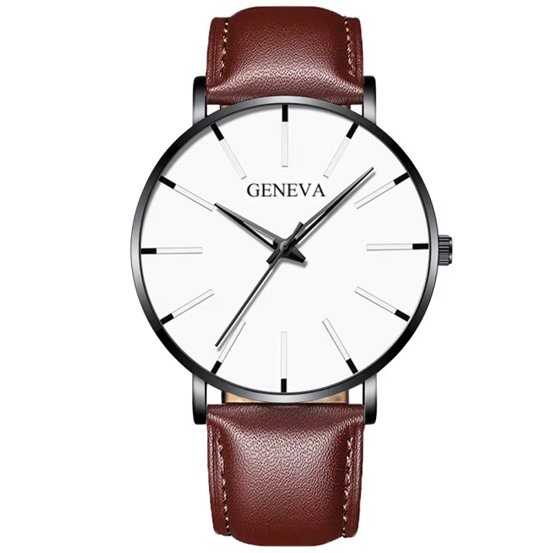 Genève – montre minimaliste pour hommes, Ultra fine, bleue, en acier inoxydable, ceinture en maille,