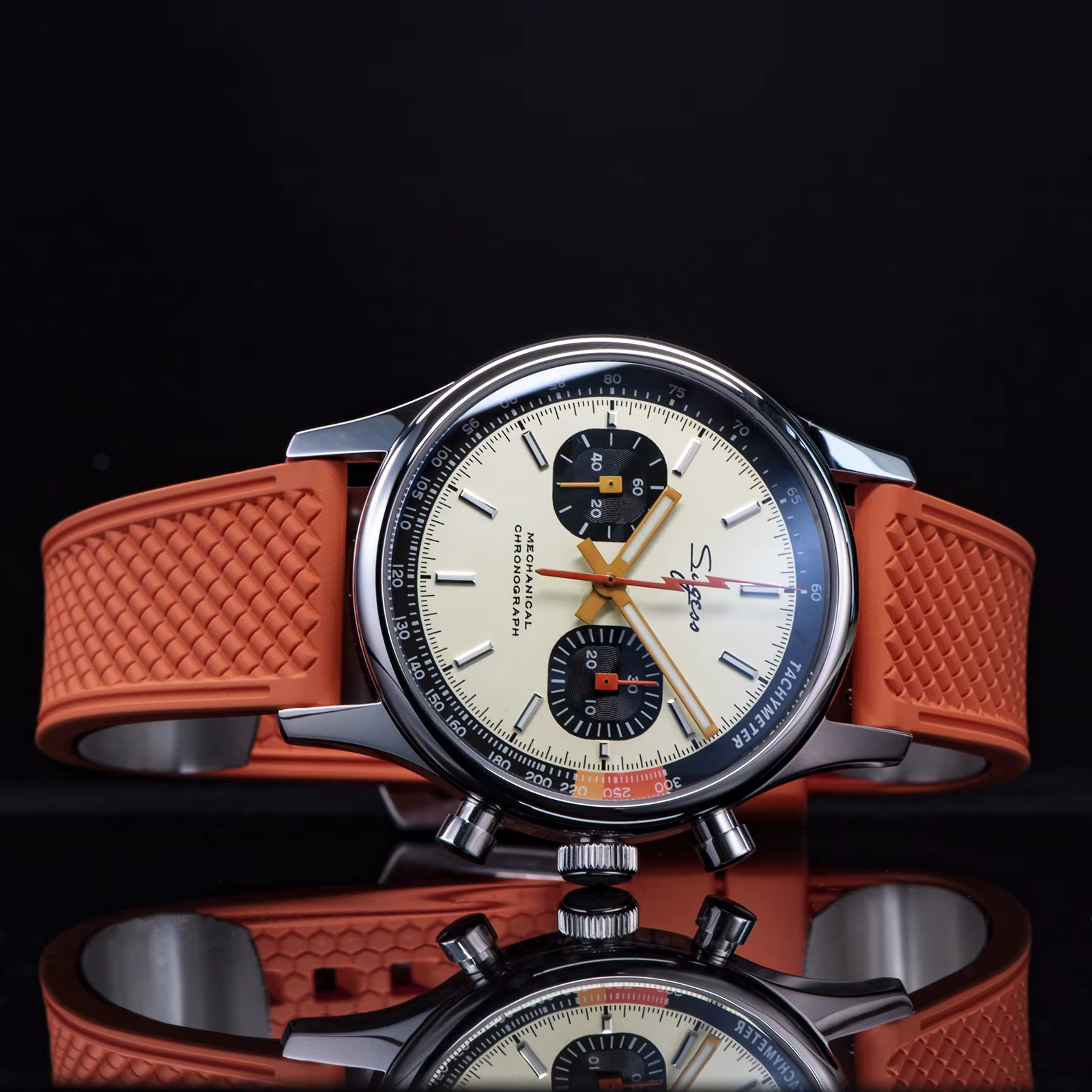 Sugess montre pilote ST19 mouvement d'origine montre-bracelet à col de cygne chronographe mécanique