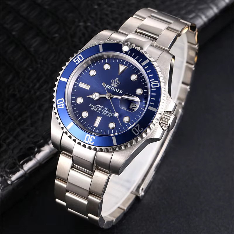 2020 hommes montres haut de gamme marque Reginald montres hommes lunette rotative GMT saphir verre D