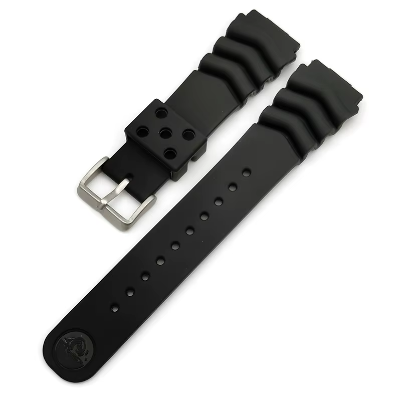 Bracelet de montre de sport en caoutchouc noir étanche Seiko PROSPEX pour hommes et femmes, bracelet