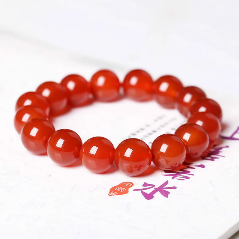 Cornaline rouge corail perles de pierre naturelle Bracelet de perles élastiques Bracelet hommes femm