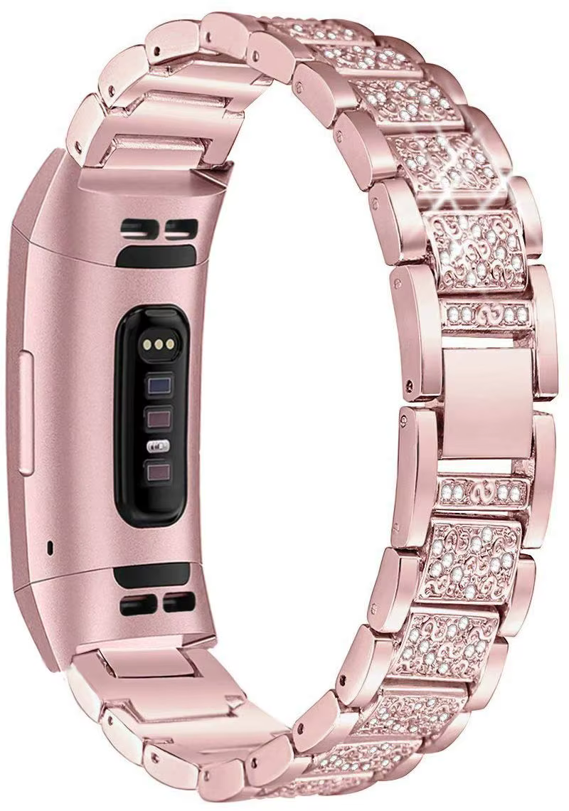 Bracelet en diamant pour Fitbit Charge 2 pour femme, bracelet de montre en métal, bracelet de montre