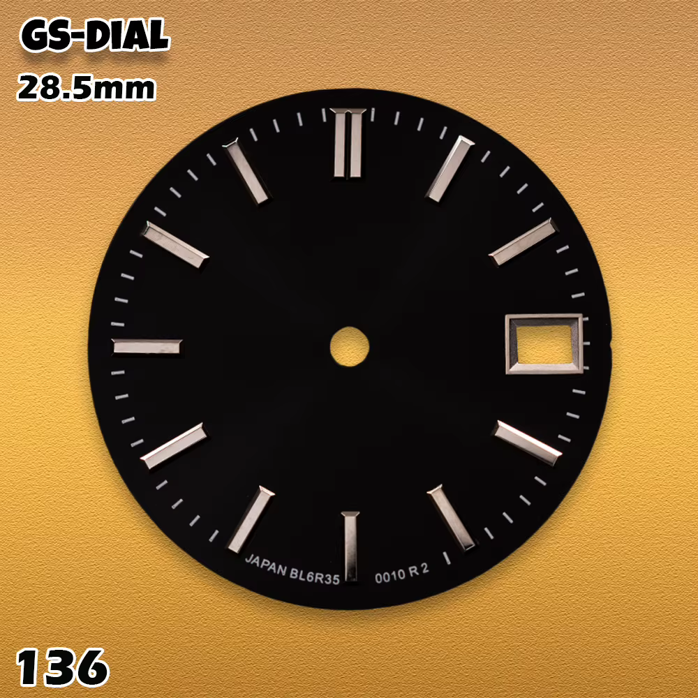 Montres de haute qualité pour hommes avec logo SEI GS, cadran soleil 28,5 mm, mouvement NH35/NH36/4R