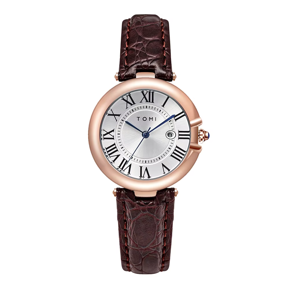 TOMI Simple mode montre pour femme élégant femmes Style luxe rond petit cadran calendrier ceinture m