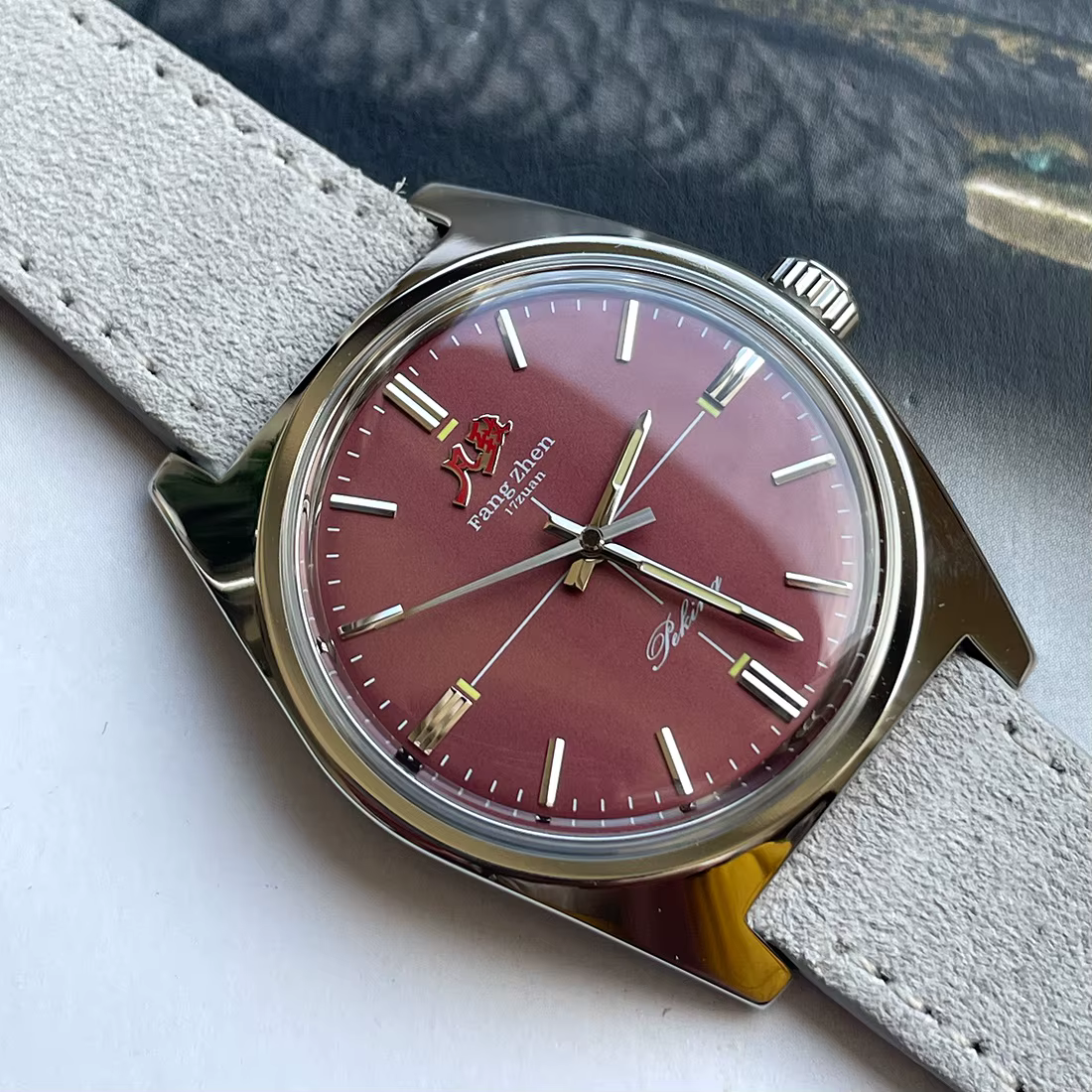 Merkur-Montre mécanique à remontage manuel pour homme, bracelet en métal, cadran bleu bébé, montres