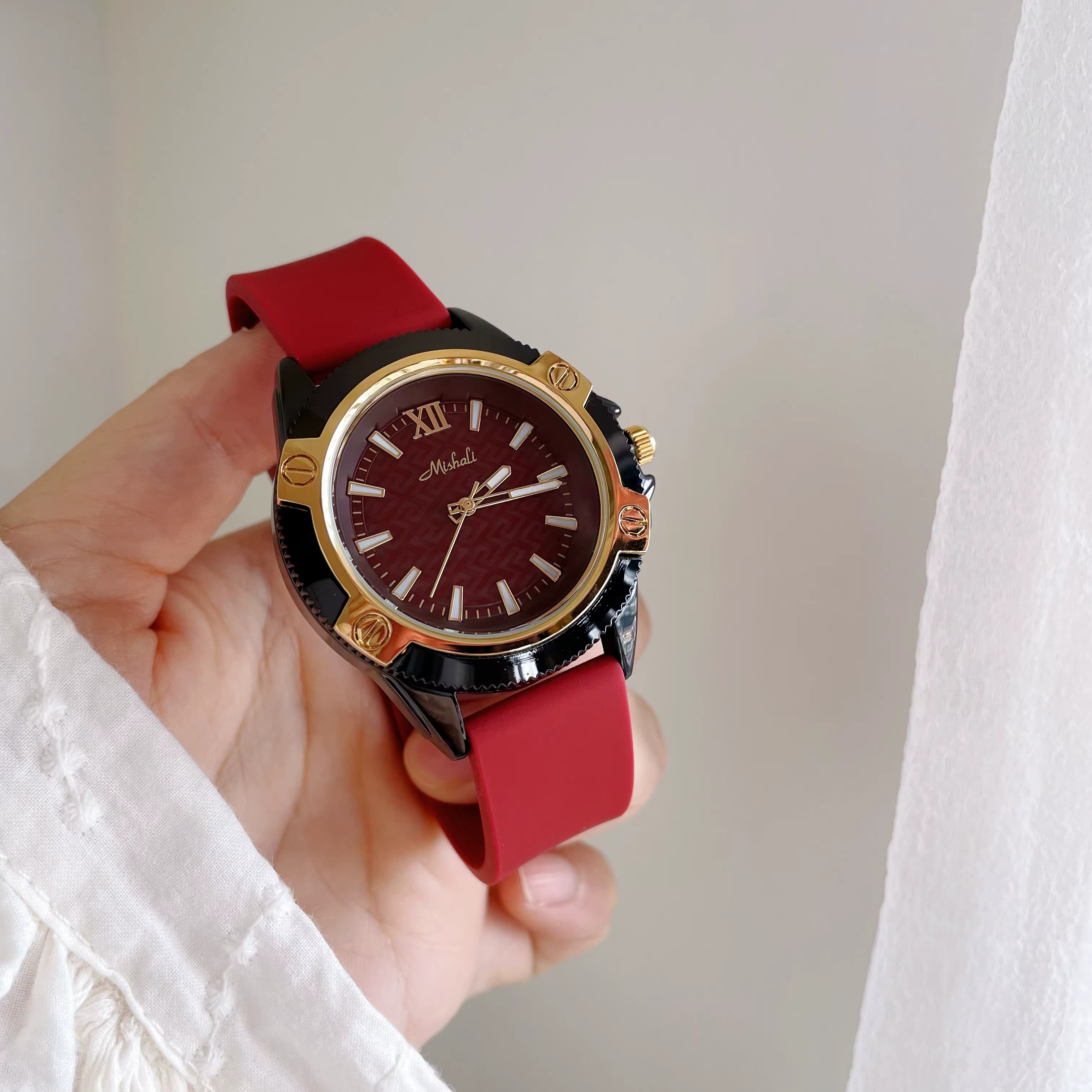 Montre rouge élégante et tendance en Silicone, grand cadran, montre à Quartz unisexe Premium, montre