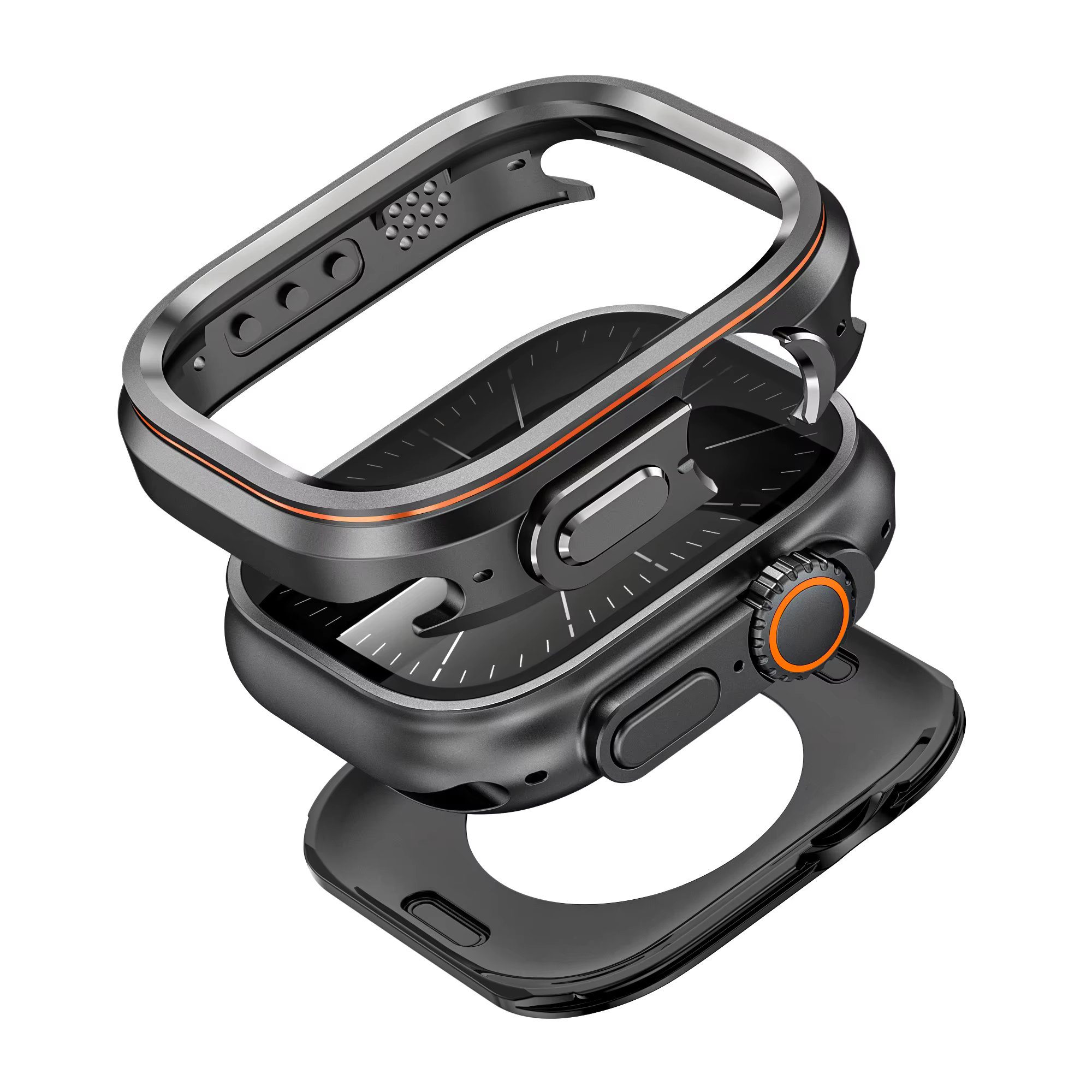 Étui de protection style Halo pour Apple Watch Ultra 3 2 1 49 mm, coque en alliage, pare-chocs rigid